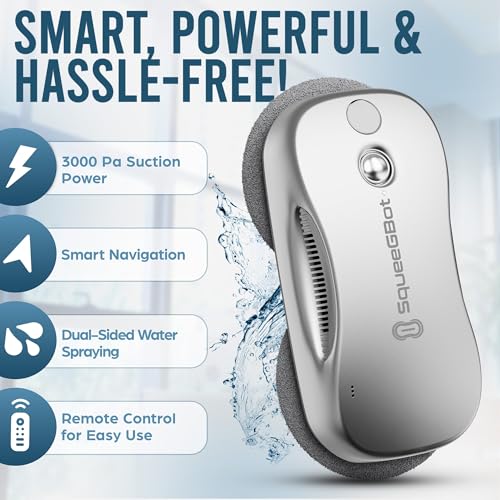 SqueeGBot Window Cleaning Robot Ideal for Panoramic Windows, Tiles, Mirrors, Robot Windows Cleaner with Intelligent AI 5.0 Navigation