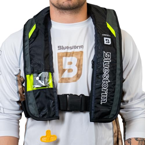 BLUESTORM Stratus 35 Inflatable Life Jacket PFD for Adults | US Coast Guard (USCG) Approved Automatic Self Inflating Life Vest Preserver with Manual