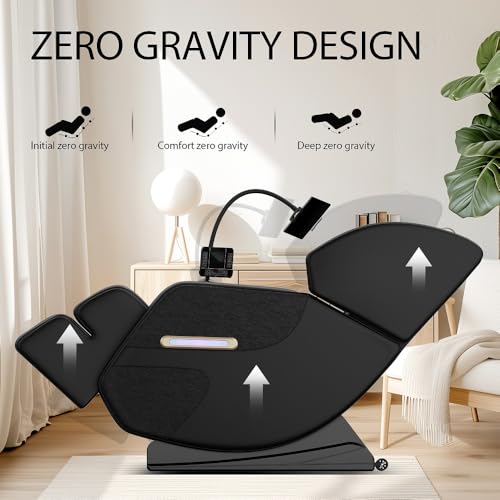 Massage Chair Full Body, 6 Fixed Massage Rollers, Zero Gravity Massage Chair Recliner with Air Pressure, Lumbar and Leg Heating, Foot Roller
