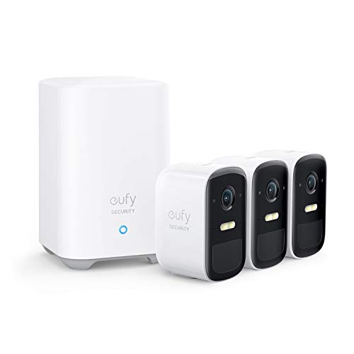 eufy Security, eufyCam 2C 3-Cam Kit, Security Camera Wireless Outdoor, Home Security System, HomeKit Compatibility, 1080p HD, IP67, Night Vision