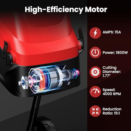 15 Amp Electric Wood Chipper Shredder, Corded Leaf Mulcher Shredder with Plunger, Collection Bag & 15:1 Reduction