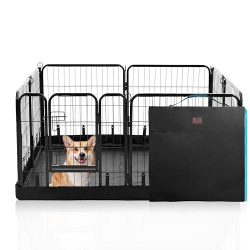 PJYuCien Dog Playpen Plus Storage Bag, 32" H 8 Panels Puppy Pen with Square Bottom, Heavy Duty Dog Fence for Puppies/Small Dogs
