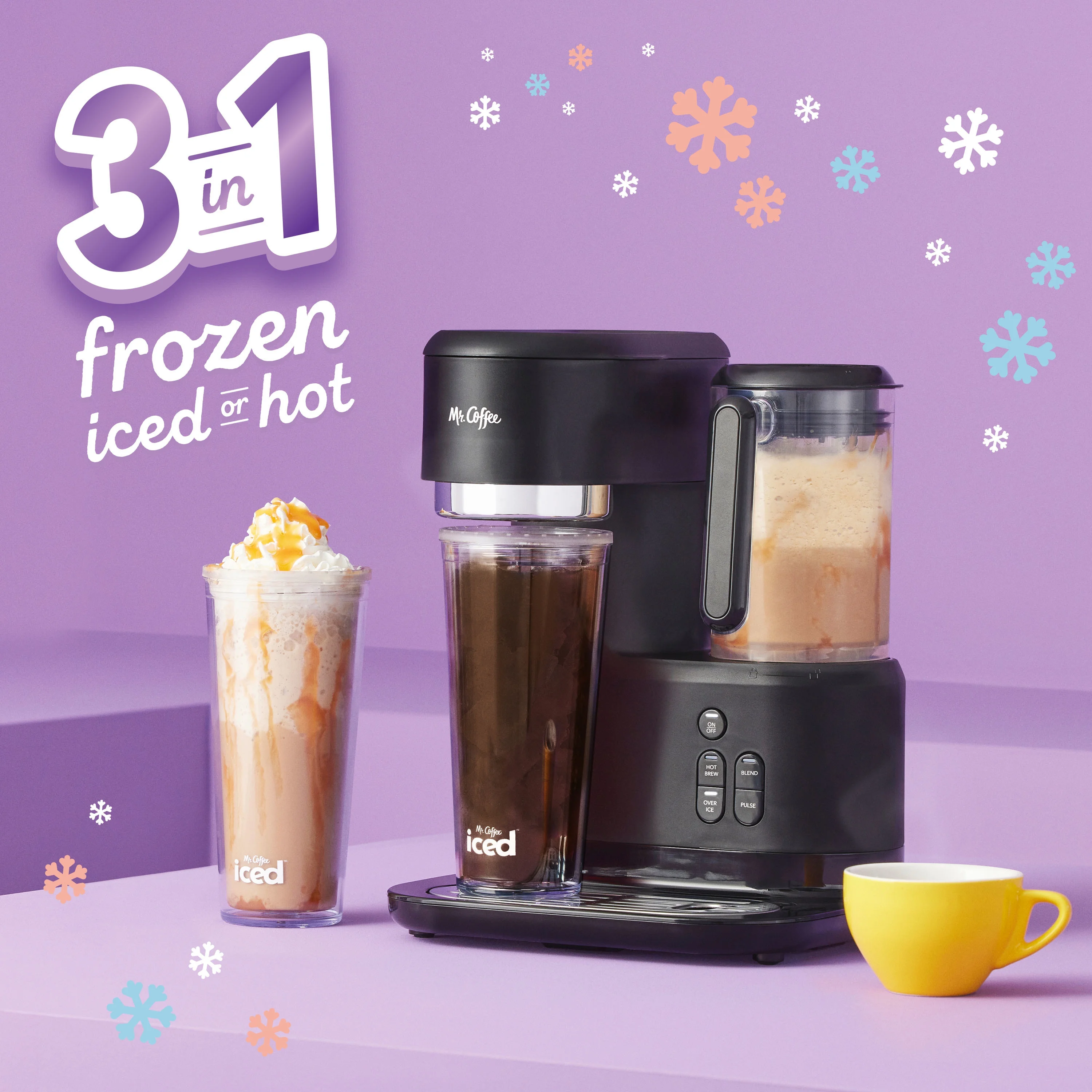 Mr. Coffee Single-Serve Iced and Hot Coffee Maker & Blender with 2 Tumblers
