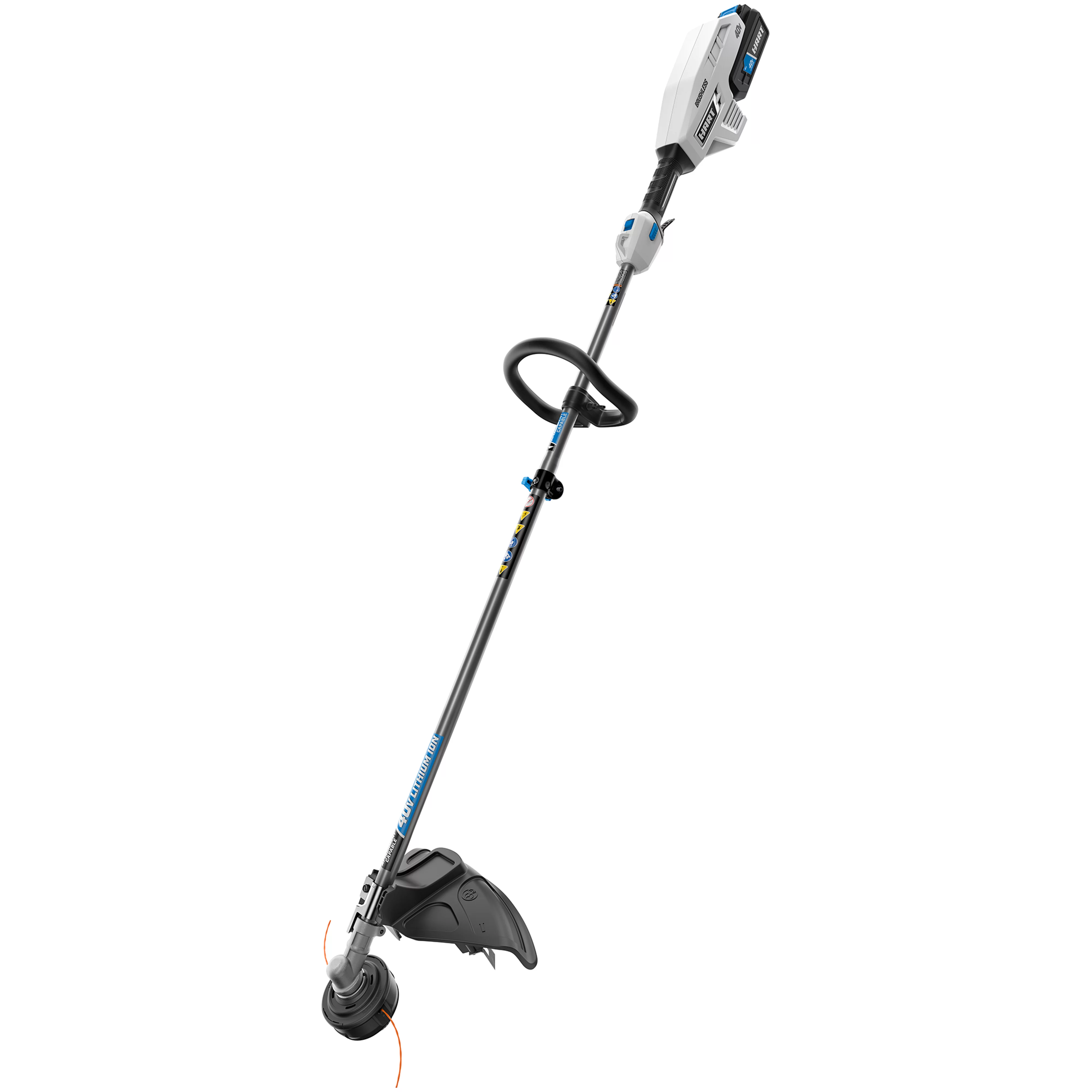 HART 40 Volt Cordless Brushless Attachment Capable 15-inch String Trimmer Kit, (1) 4.0Ah Lithium-Ion Battery