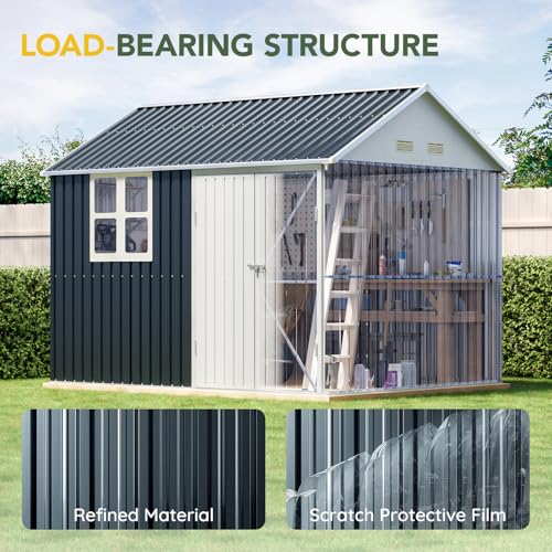 6x4FT Outdoor Steel Storage Shed with Clear Window, Lockable Doors, Weather-Resistant Metal Tool Shed for Garden, Backyard, Patio, and Utility Storage