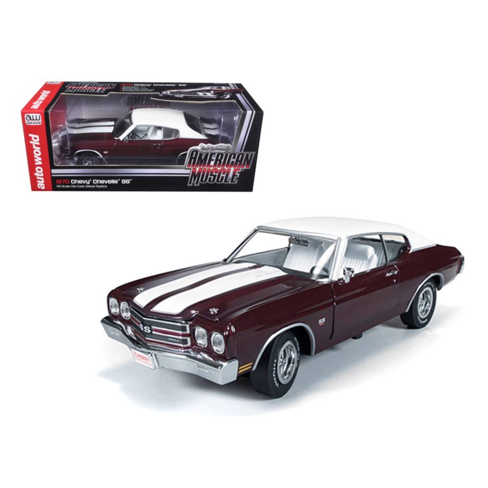 Autoworld 1970 Chevrolet Chevelle SS 454 Black Cherry Limited to 1500pc Worldwide 1/18 Diecast Car Model AMM1011DDS