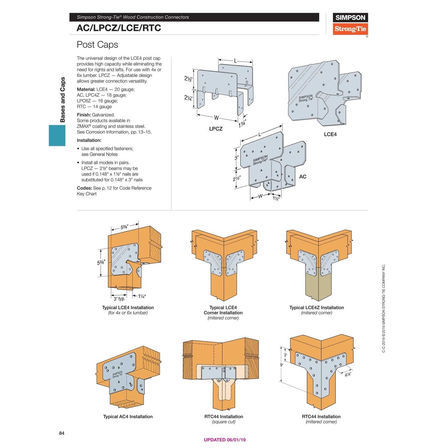 Simpson Strong-Tie LCE4Z Post Cap - Shop Hardware Tools Online Store