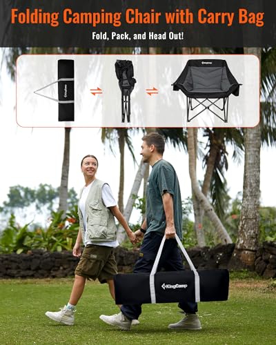 KingCamp Oversized XL Camping Chair, Heavy Duty 500lbs Folding Couch for Adults