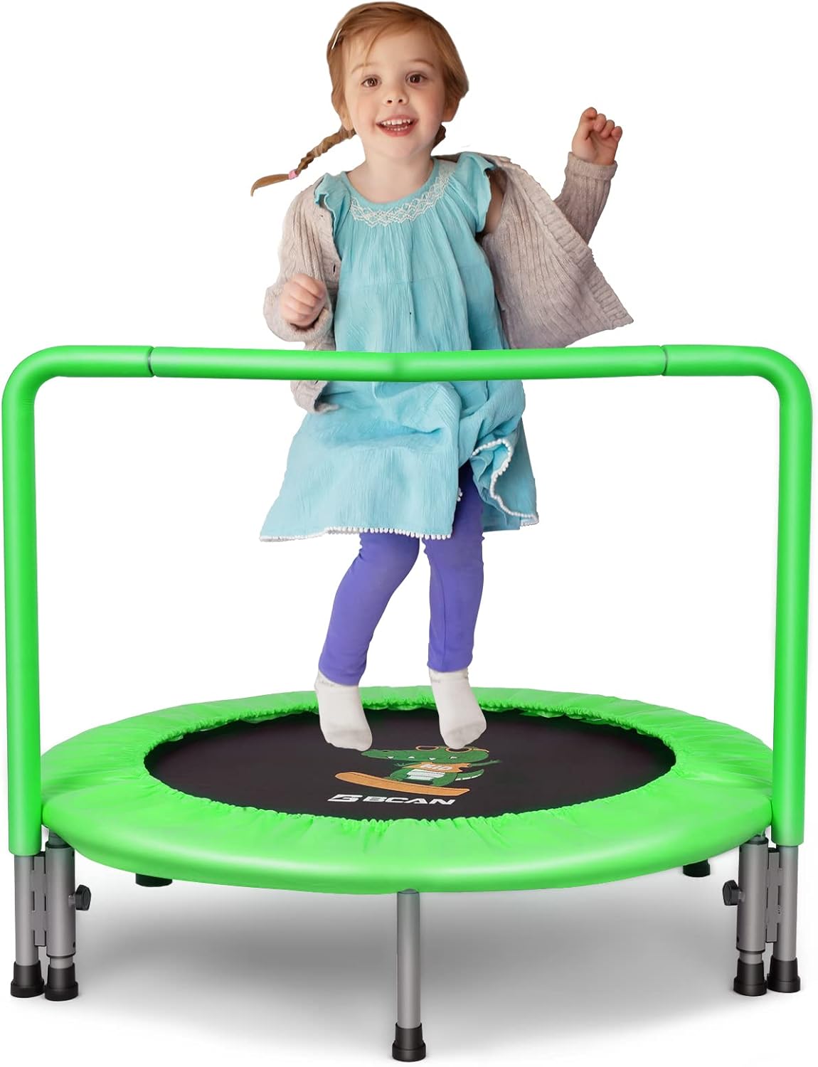BCAN 36'' Mini Folding Ages 3 to 6 Toddler Trampoline with Handle for Kids to Burn Off Energy