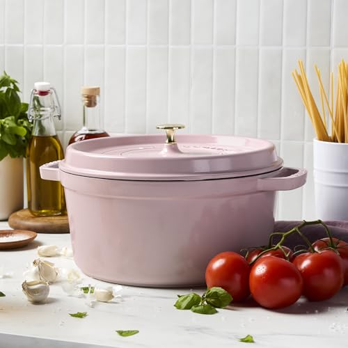 STAUB Cast Iron Dutch Oven 5.5-qt Round Cocotte, Made in France, Serves 5-6, Black Matte