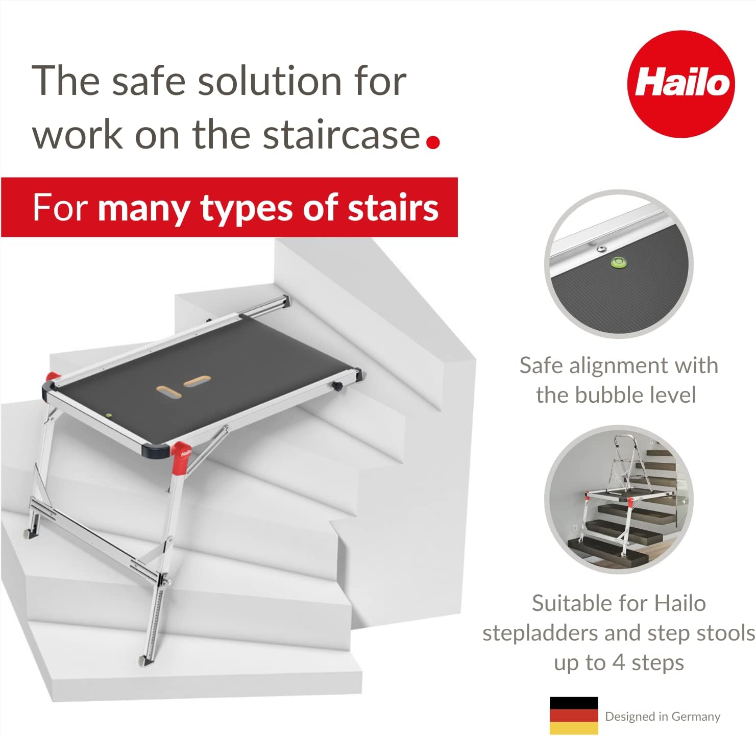 Hailo TP1 Staircase Platform 9940-001, for Use with Step Stools & Step Ladders