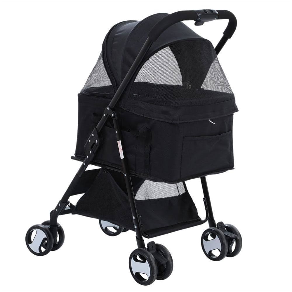 i.Pet Pet Stroller Dog Carrier Foldable Pram 3 in 1 Middle Size Black