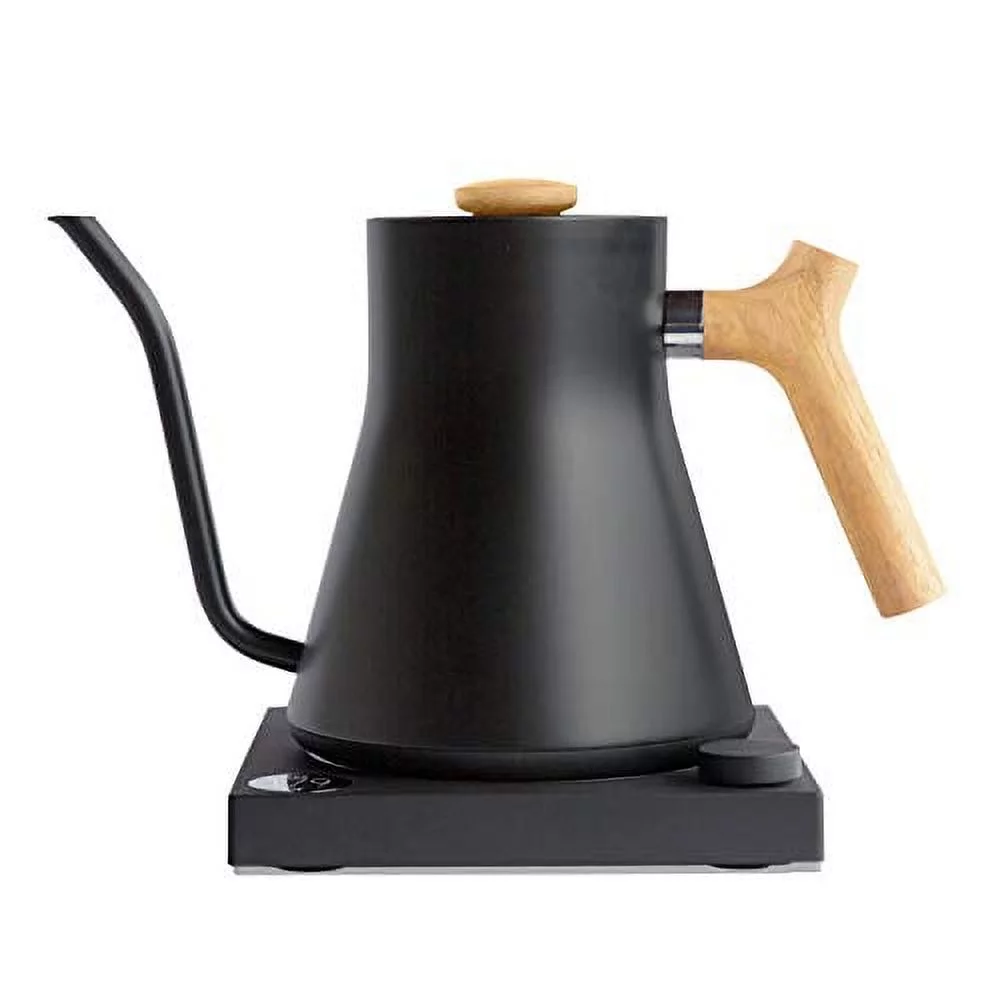 Fellow Stagg EKG Electric Gooseneck Kettle - Pour-Over Coffee and Tea Pot, Stainless Steel, Quick Heating, Matte Black with Maple Wood Handle