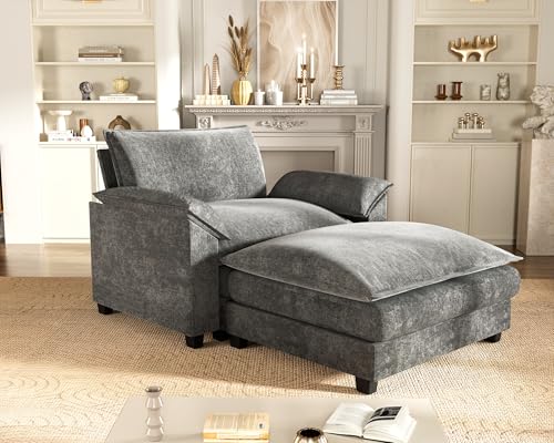 Homall 119" Modular Sectional Sofa, L Shaped Sofa Couch with Reversible Ottoman, DIY Combination Chenille Deep 3-Seat Cloud Couch for Living Room