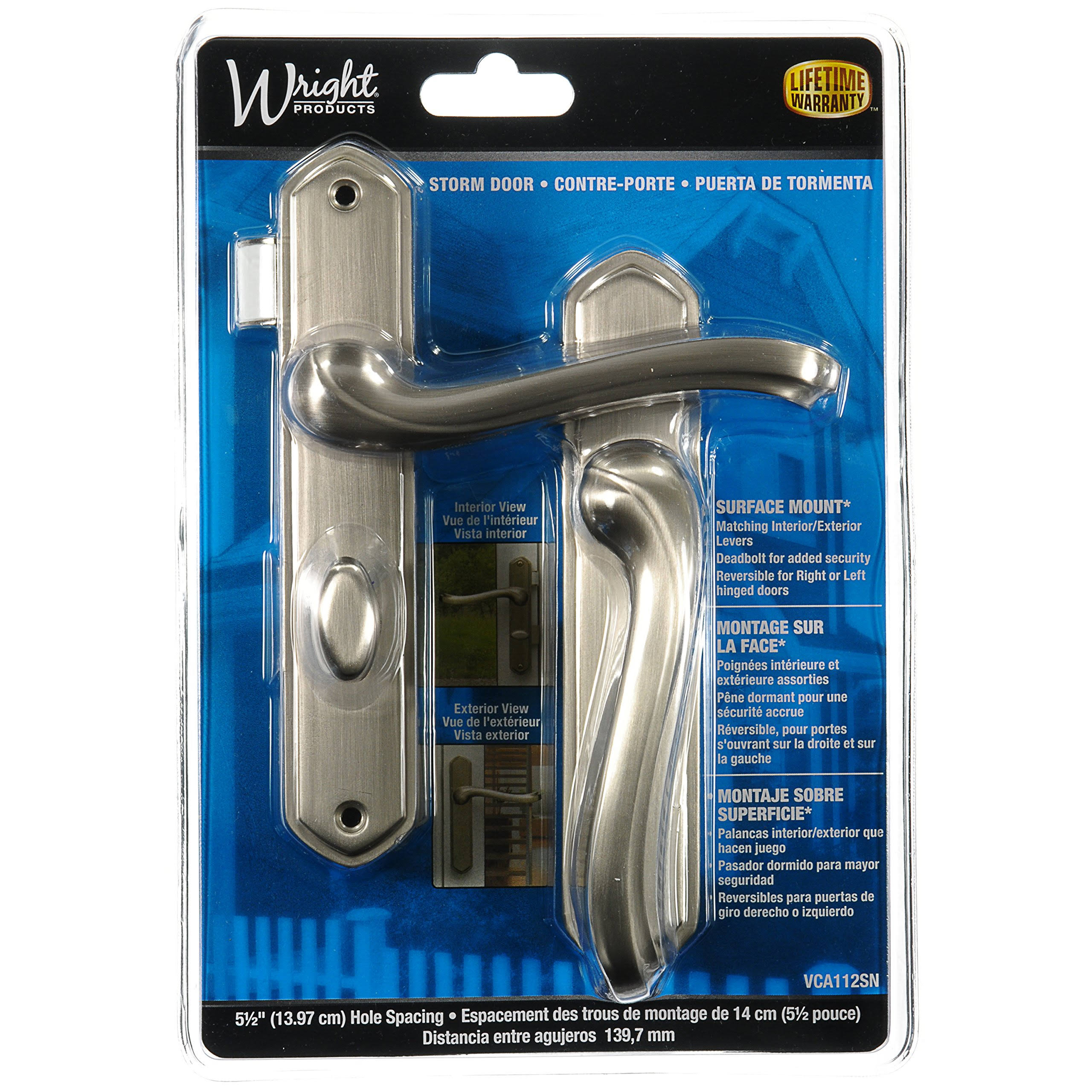 Wright Products Vca112sn Storm Door Latch Set, Metal, Satin Nickel