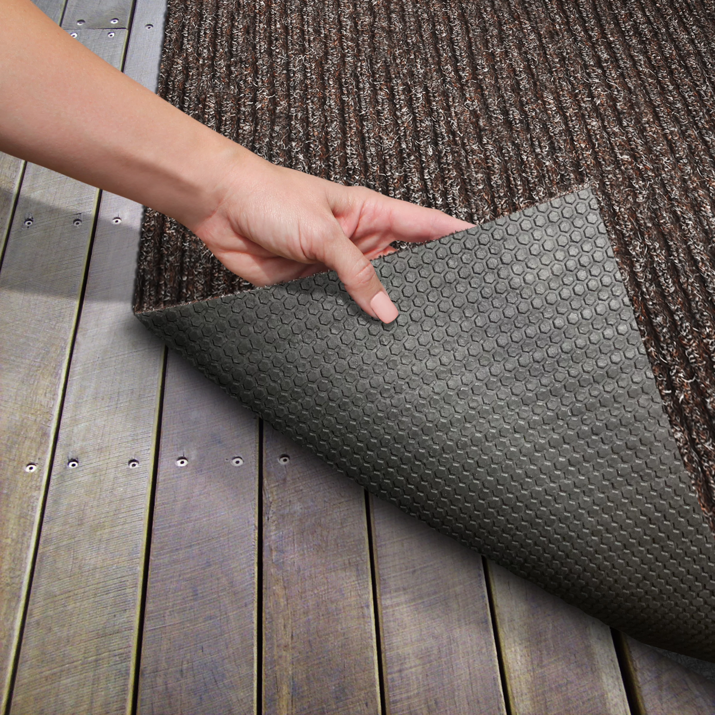 Heavy-Duty Ribbed Indoor/Outdoor Carpet with Rubber Marine Backing - Tuscan Brown 6' x 10' - Several Sizes Available