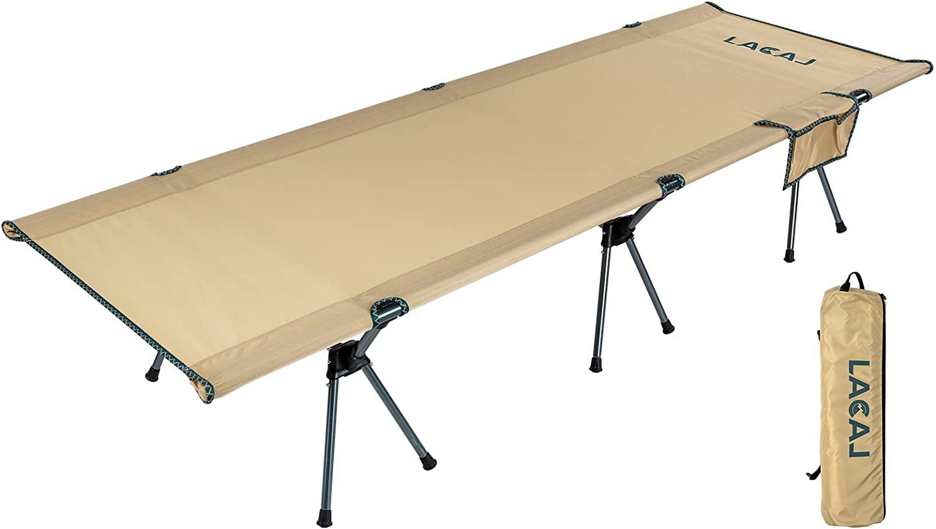 Foldable High/Low 2 Modes Camping Cot with Side Pocket, Extend Legs, Storage Bag, Ultralight & Durable Backpacking Travel Tent Cot