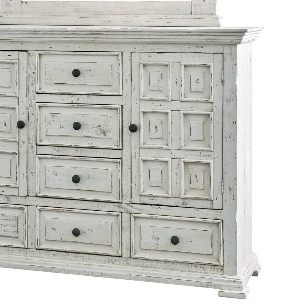 Picket House Furnishings 6-Drawer Wood Dresser and Mirror Set in White