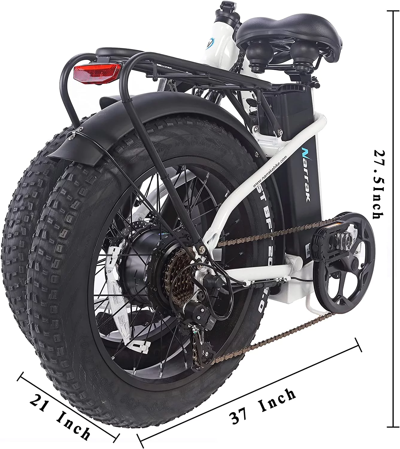 Narrak 48V500W13AH 20" Folding Step-Thru Fat Tire E-Bike Adult Electric Bicycle(Red)