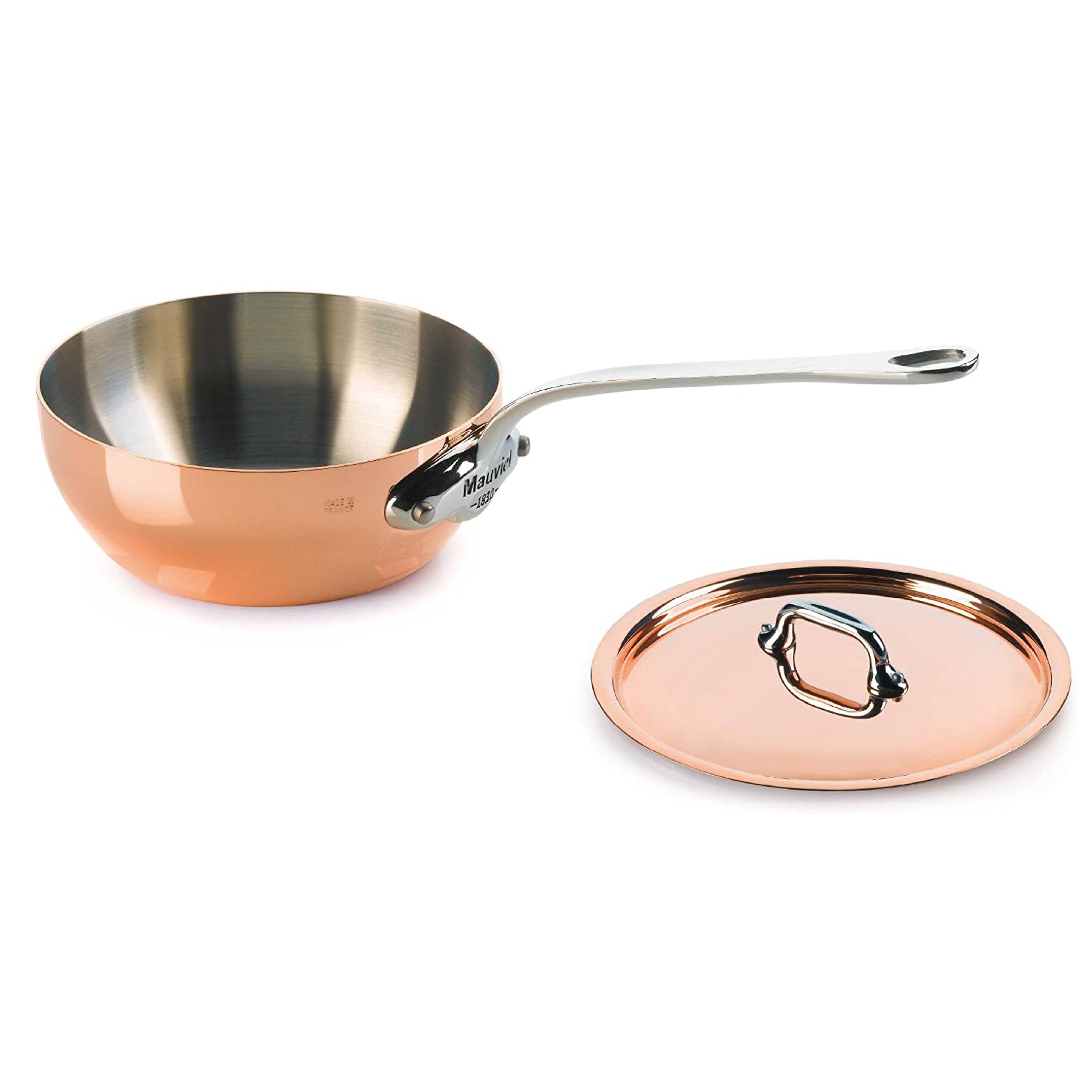 Mauviel M&150s Copper Curved Splayed Saute Pan with Lid, 1.1-Quart