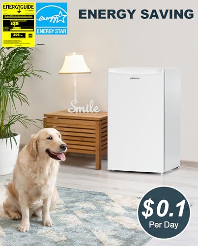 Upstreman 3.2 Cu.Ft Mini Fridge with Freezer, Single Door Mini Fridge, Dorm Fridge, Adjustable Thermostat, Mini Refrigerator for Bedroom, Office