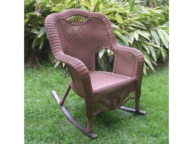 International Caravan Riviera Resin Wicker Outdoor Rocking Chair - White