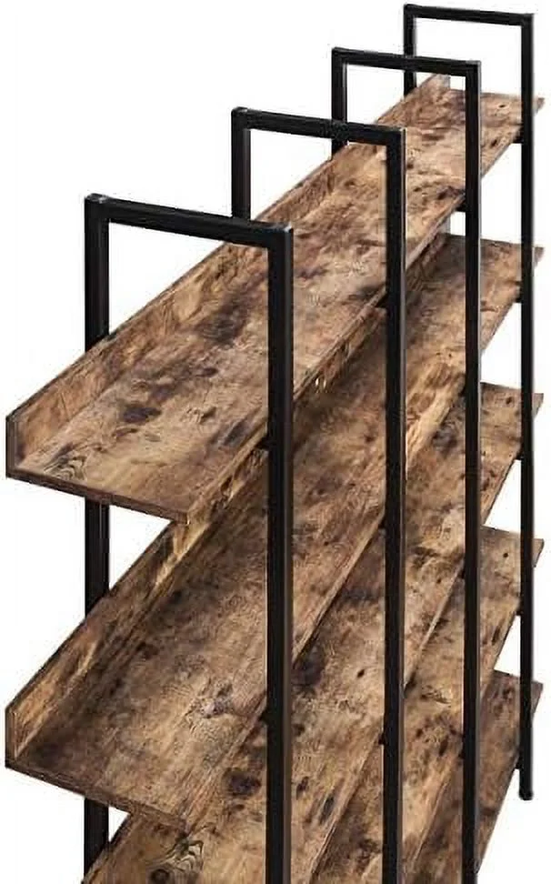 HOOMHIBIU Oak 7-Tier Tall Corner Bookshelf  L-Shaped Corner Bookcase with Open   Modern Bookshelf Organizer for Home Office  Industrial Book  for