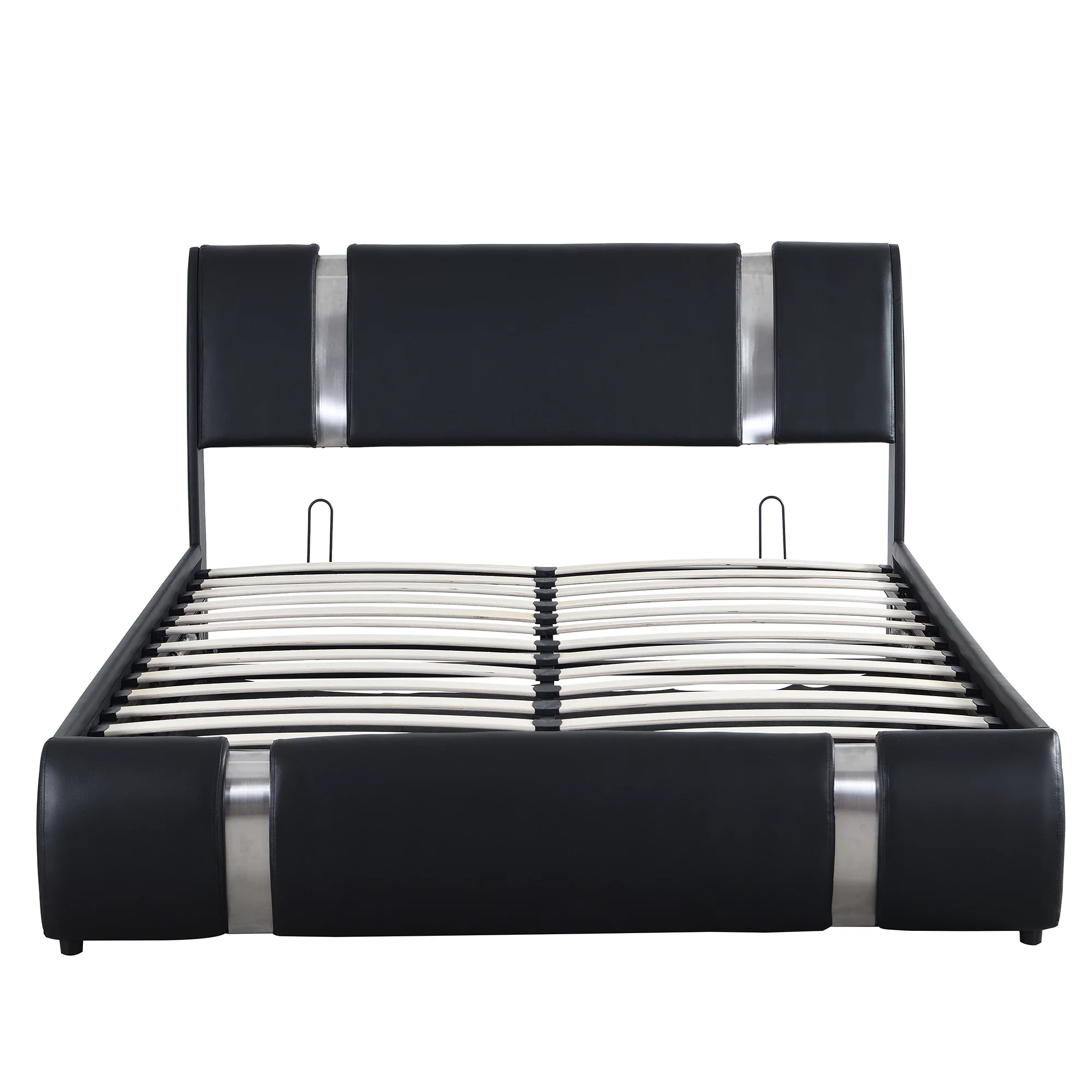 Churanty Queen Size Lift Up Storage Bed,PU Upholstered Platform Bed with Hydraulic Storage System and Headboard,Black