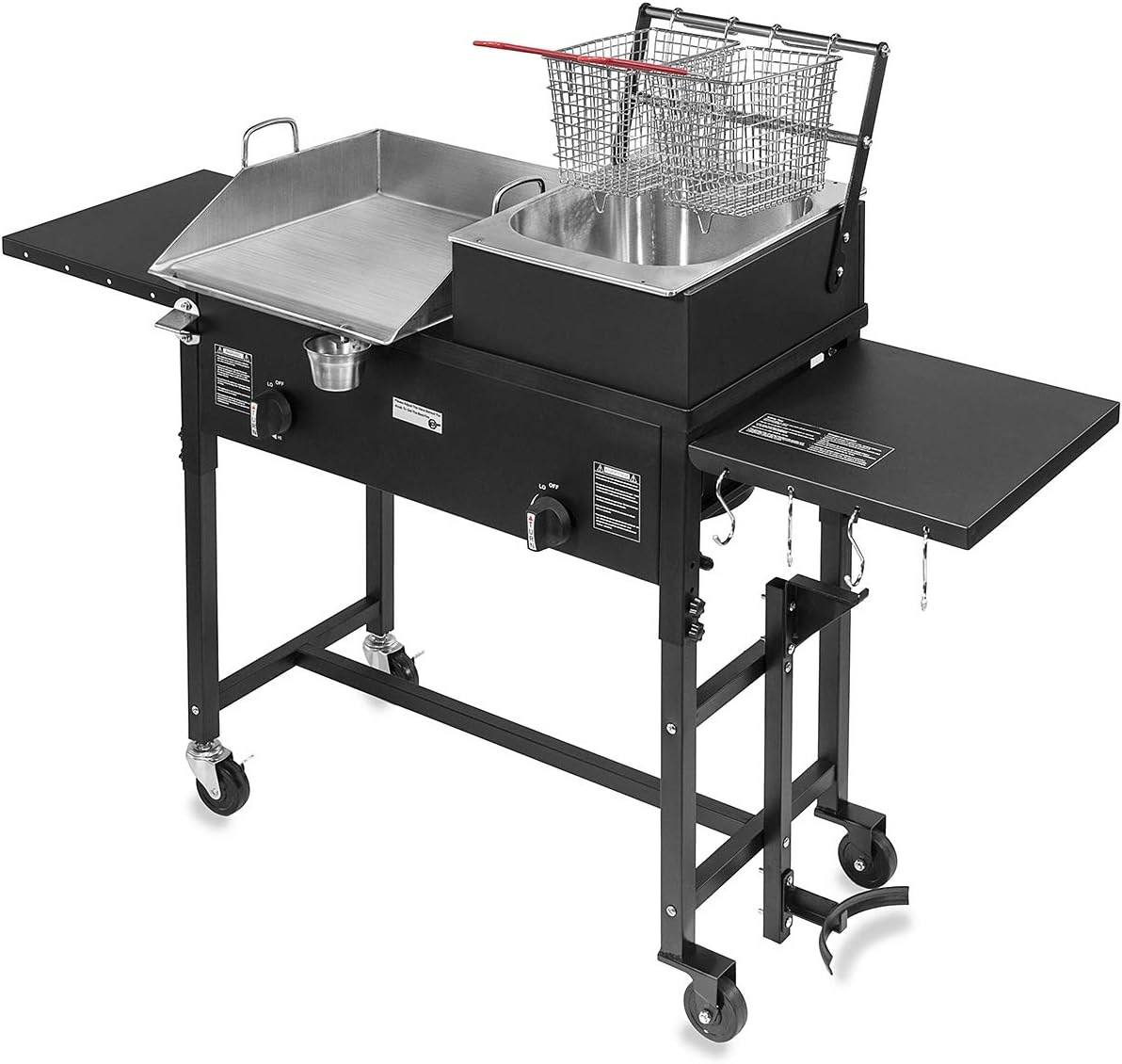 Barton Double Burner Stove and Deep Fryer w/Two Side Shelves 58,000 BTU Outdoor Propane Portable Camping Cooking Range