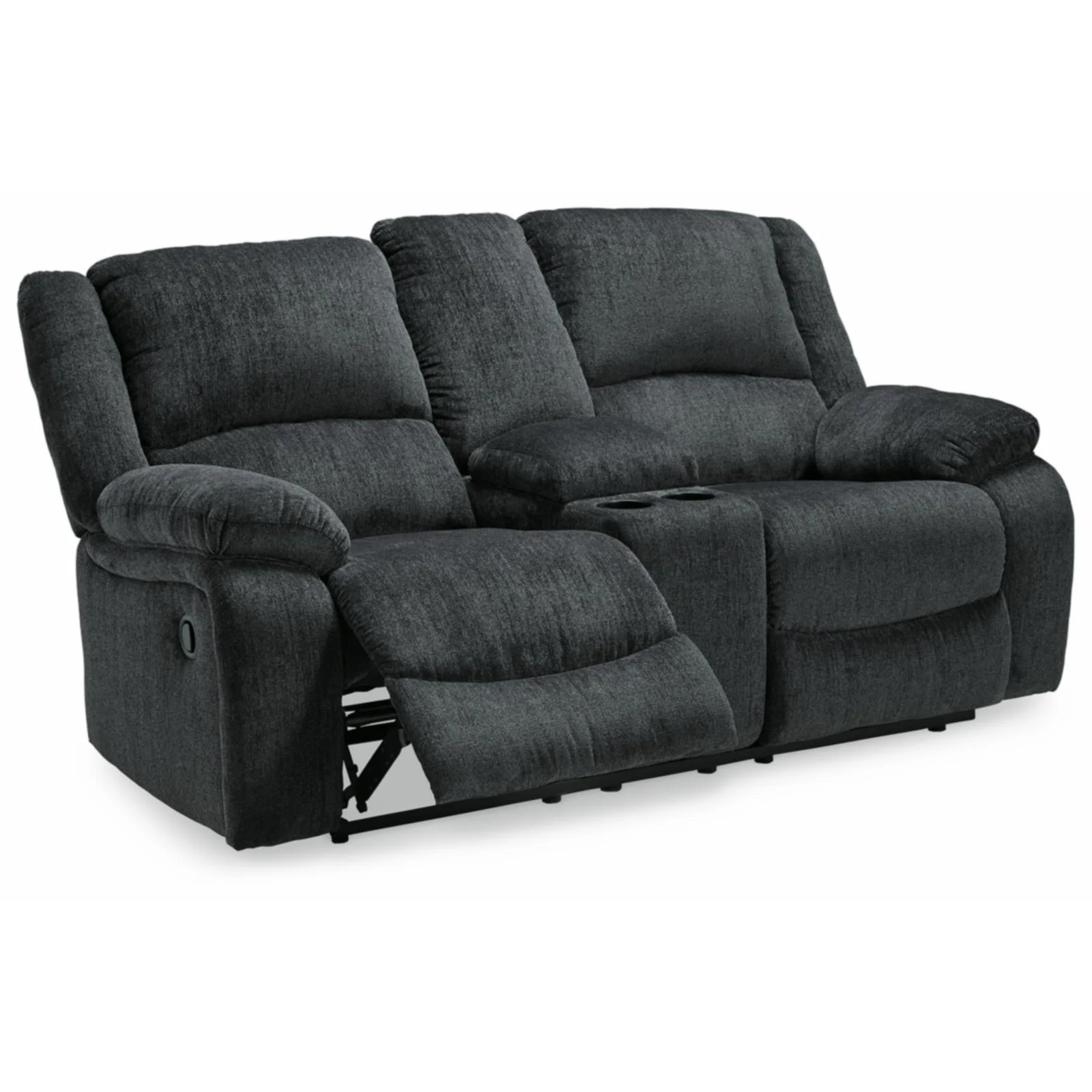 Signature Design by Ashley Draycoll Reclining Loveseat with Console in Slate