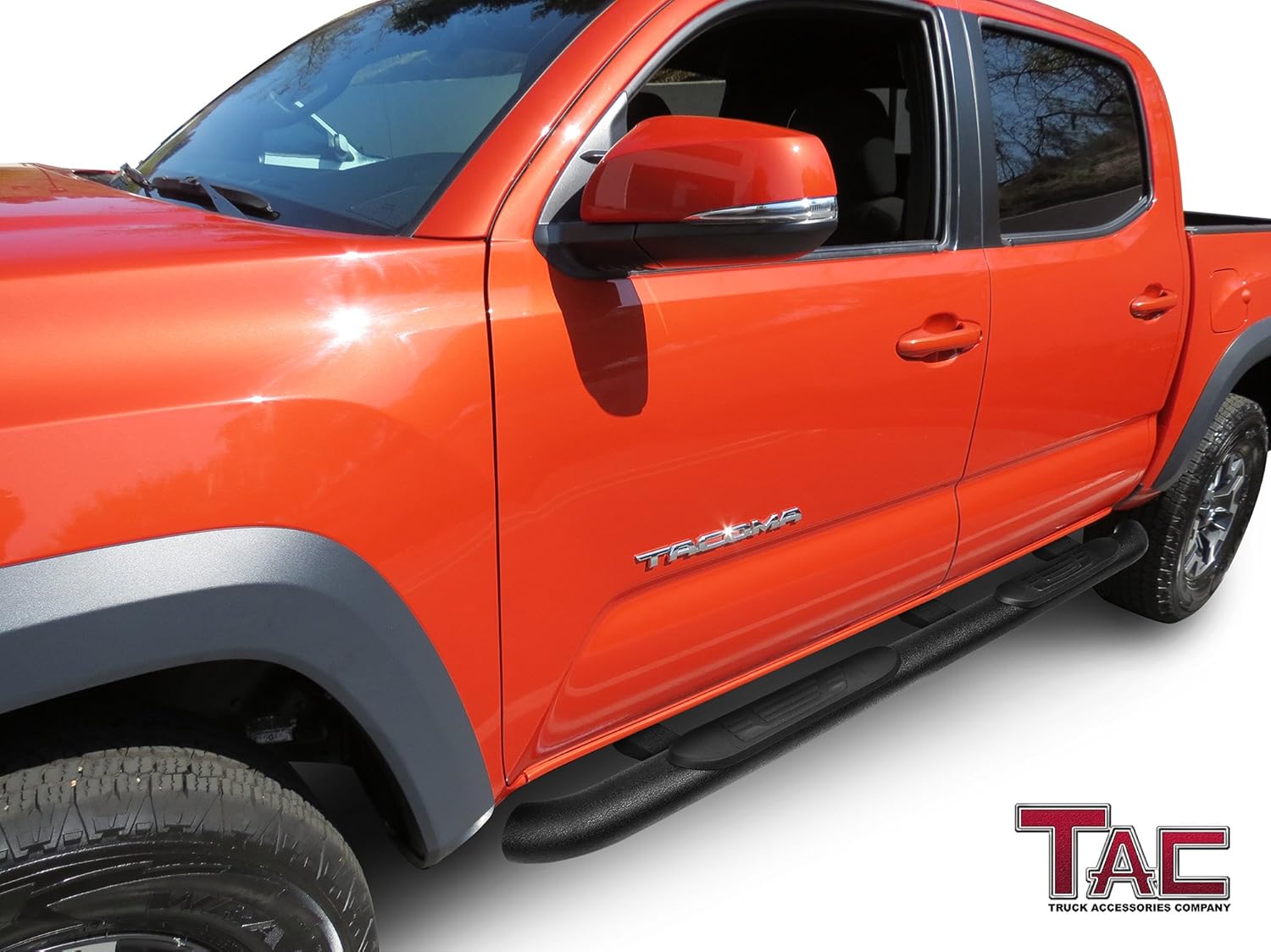 TAC Side Steps Fit 2005-2022 Toyota Tacoma Double Cab Truck Pickup 4 Oval Bend Texture Black Side Bars Nerf Bars Running Boards Exterior Accessories