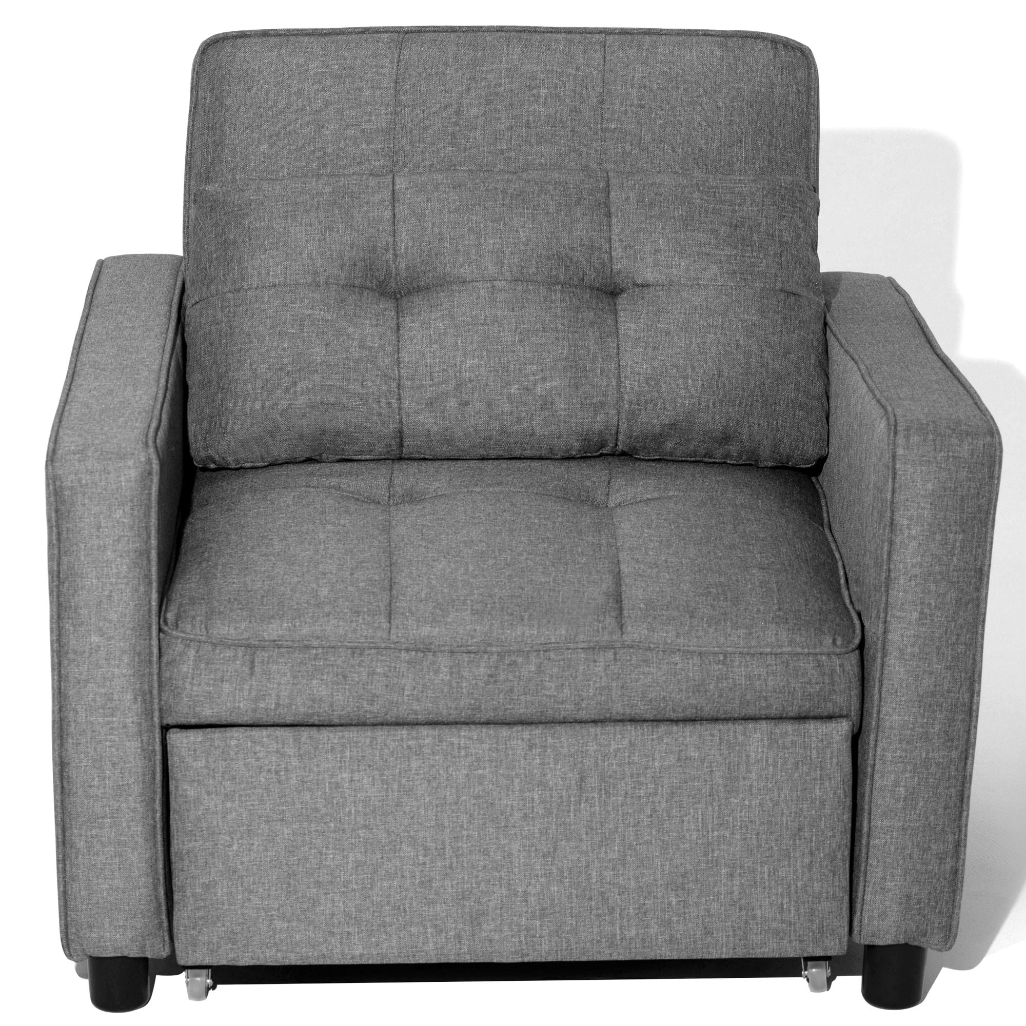 Daybed Convertible Chair Bed Sofa Sleeper 3-in-1 for Adults Single Adjustable Chair with Pillow and Pocket Linen Fabric Modern Arm Chair Light Grey