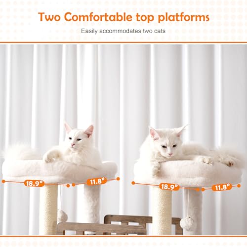 Heybly Cat Tree for Maine Coon with Litter Box Enclosure, 72-inch Wooden Cat Tower for Indoor Cats Large Adult, Big Condo with Food Station, Baskets