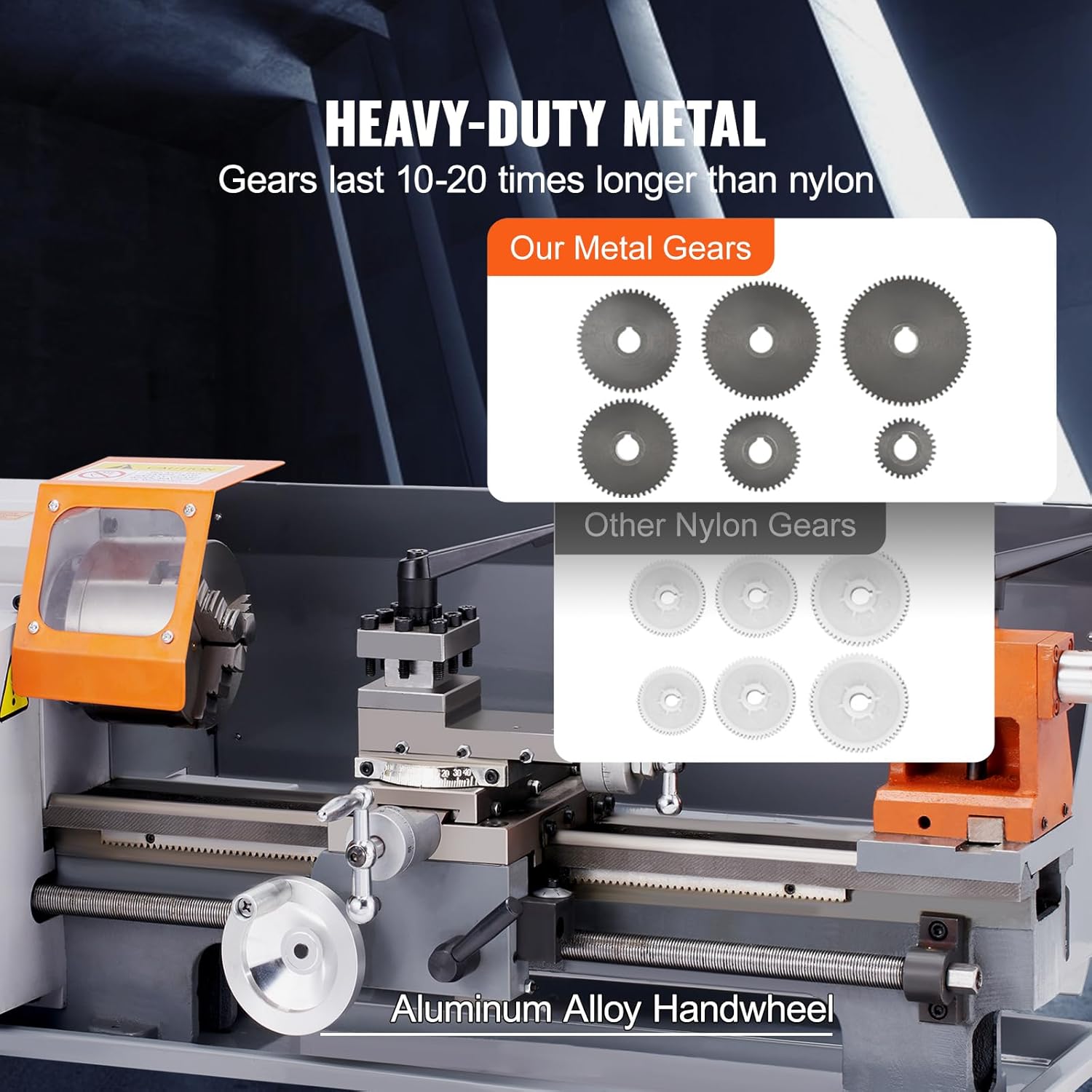 VEVOR Metal Lathe Machine, 7.87'' x 13.78'', Precision Benchtop Power Metal Lathe, 50-2500 RPM Continuously Variable Speed