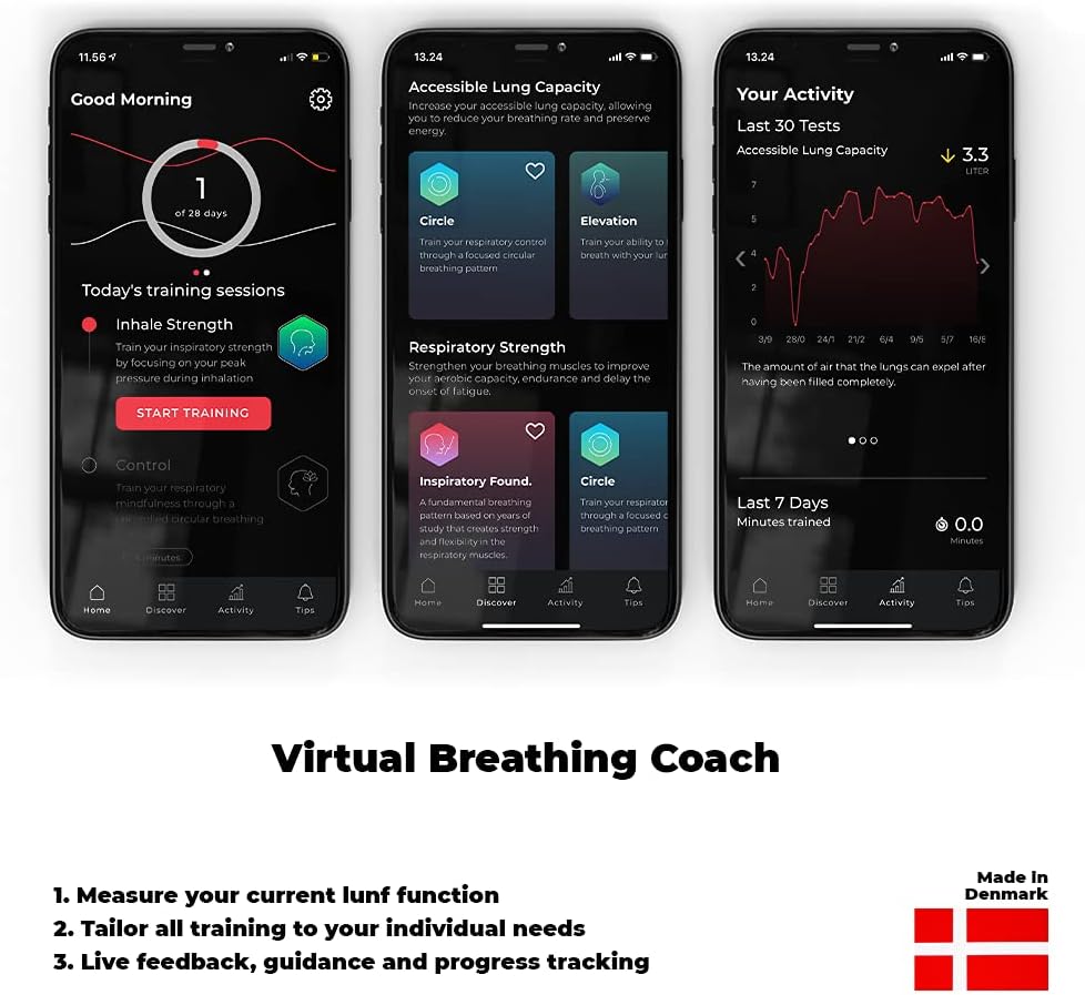 Airofit Pro Breathing Exercise Device + Guided Smart Breathing Trainer | Muscle Trainer for Enhanced Lung Capacity