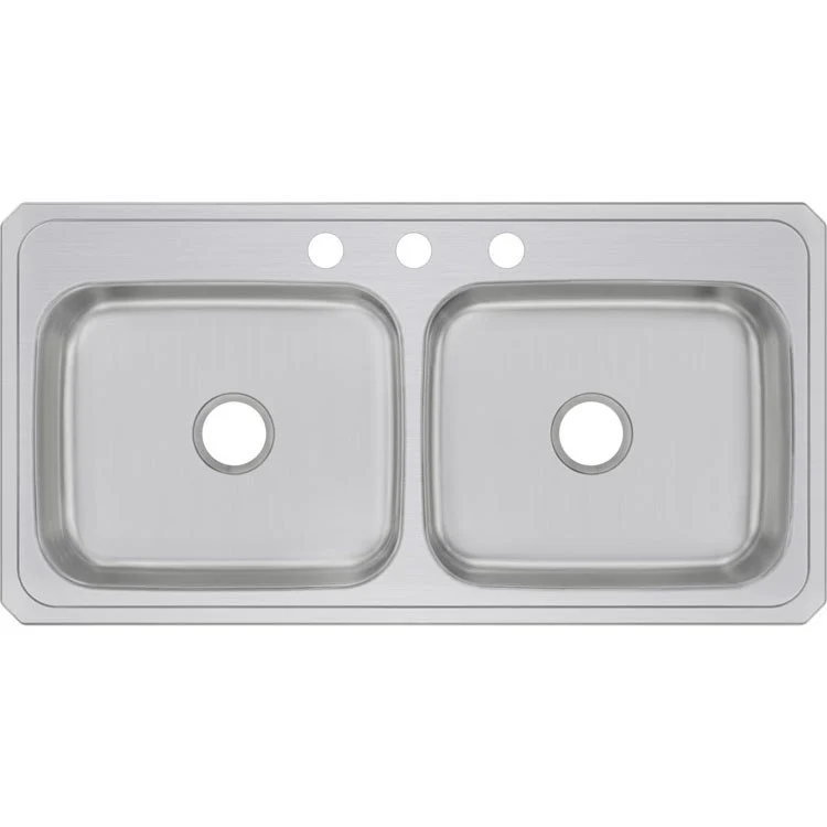 Gourmet Celebrity 43" Double Bowl Stainless Steel Drop-In Kitchen Sink with 3 Holes