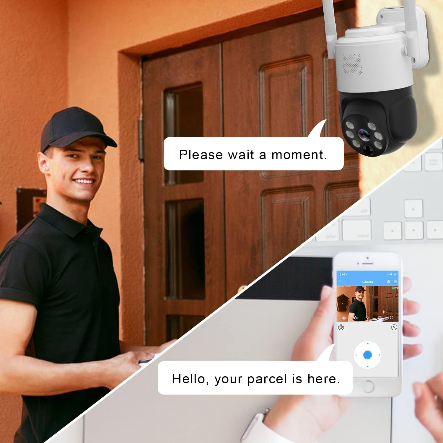 Solar Security Camera Outdoor Wireless Pan Tilt Battery Powered Auto Tracking 1080P WiFi PTZ Camera Home Surveillance PIR Motion Detection Two-Way