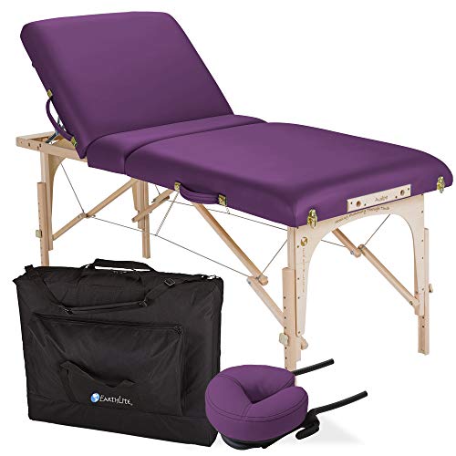 EARTHLITE Portable Massage Table Package AVALON – Reiki Endplate, Premium Flex-Rest Face Cradle & Strata Cushion, Carry Case (30”x73”)