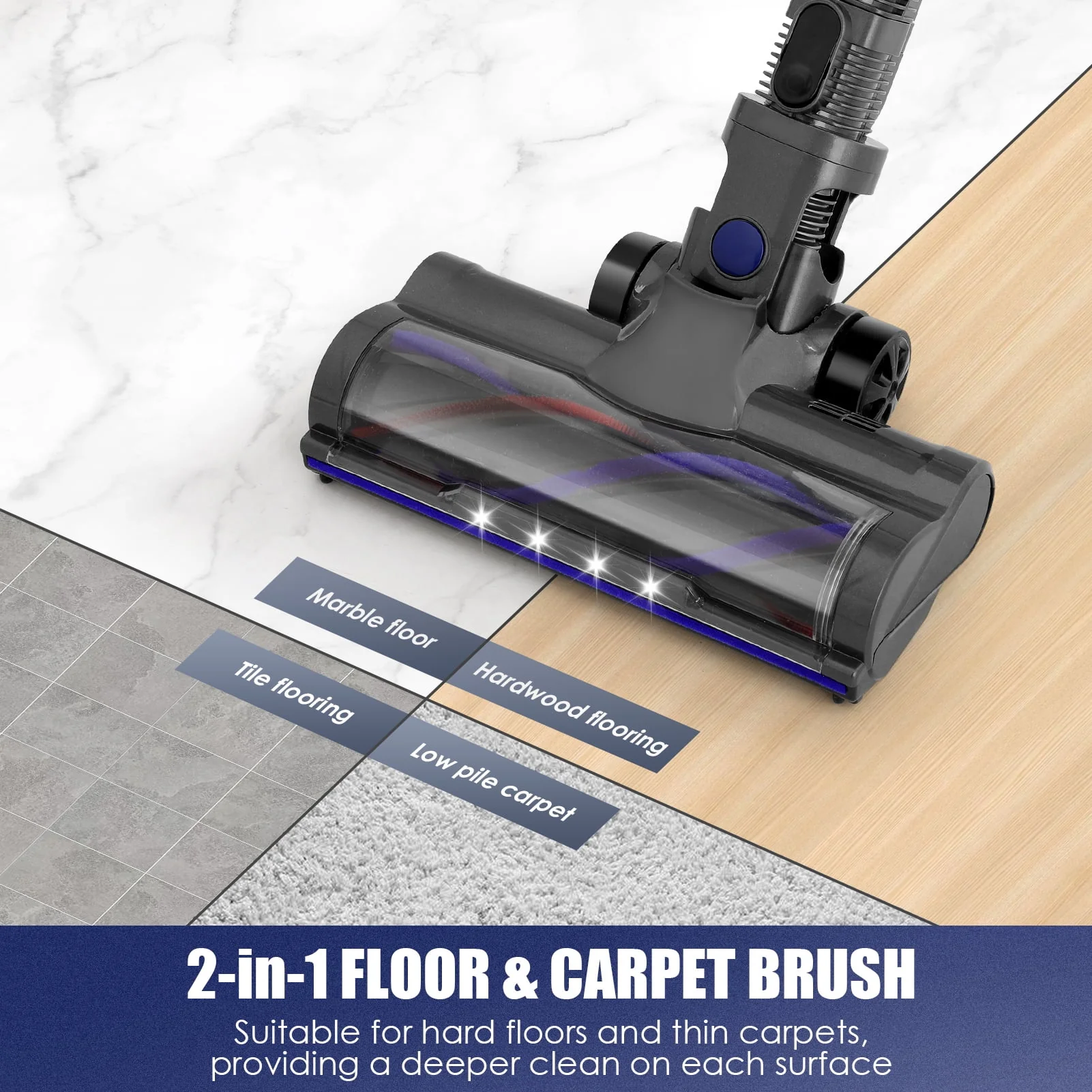 Moosoo Cordless Vacuum 4-in-1 Lightweight Stick Vacuum Cleaner, XL-618A