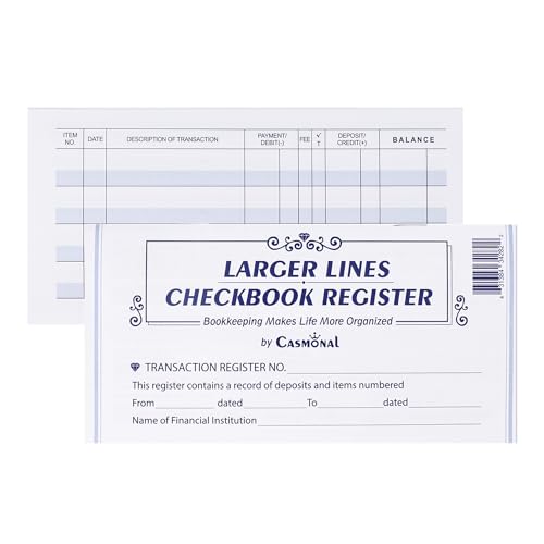 20 Pack Checkbook Register, Check Registers for Personal, Blank Ledger Transaction Registers for Personal or Business Bank
