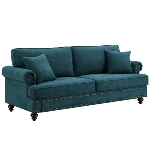 Chesterfield Sofa Classic Large Sofa Fabric Modern 3 Seater Button Tufted Couch Furniture with Rolled Arms and Nailhead for Living Room Office