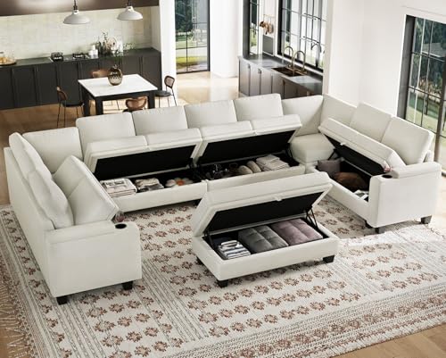 Belffin Modular Sectional Sofa Couch with Storage U Shape Convertible Corner Couches for Living Room Dark Grey Couch
