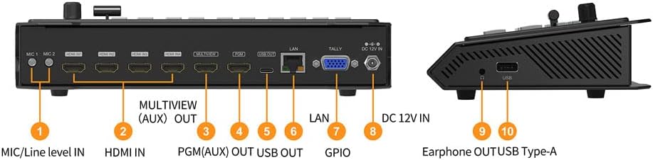 AVMATRIX HVS0402U 4 HDMI Multi Inputs Format Video Mixer Switcher USB Output Real Time Live Streaming
