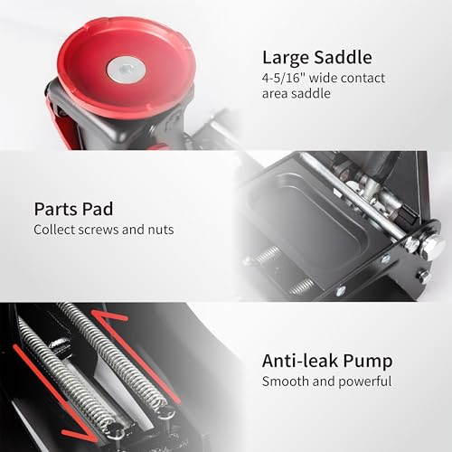 3-Ton (6600lbs) Low-Profile Dual Pistons Heavy-Duty Steel Racing Floor Jack with Quick Lift Hydraulic Pump