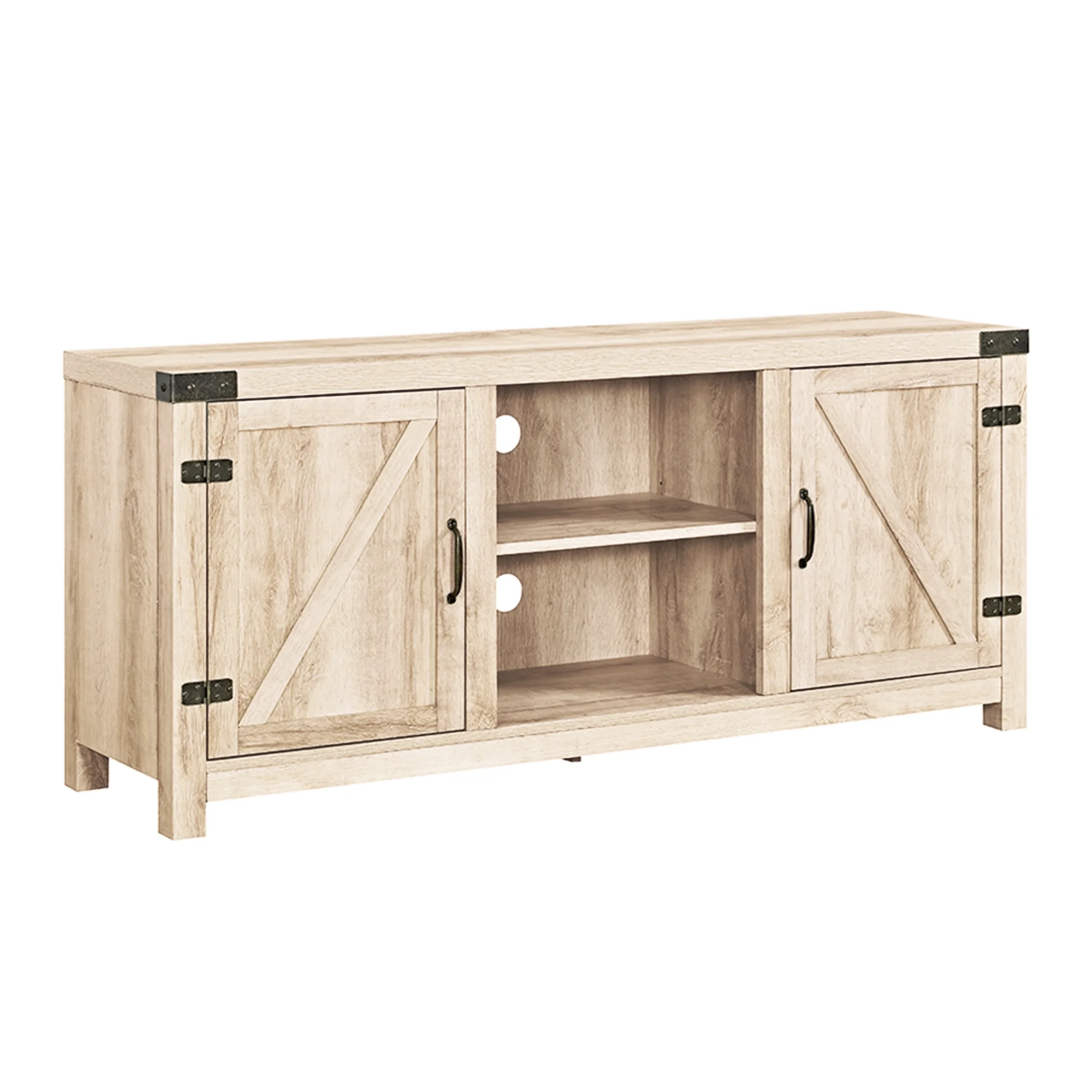 Walker Edison Modern Farmhouse Barn Door TV Stand for TVs up to 65, Grey Wash
