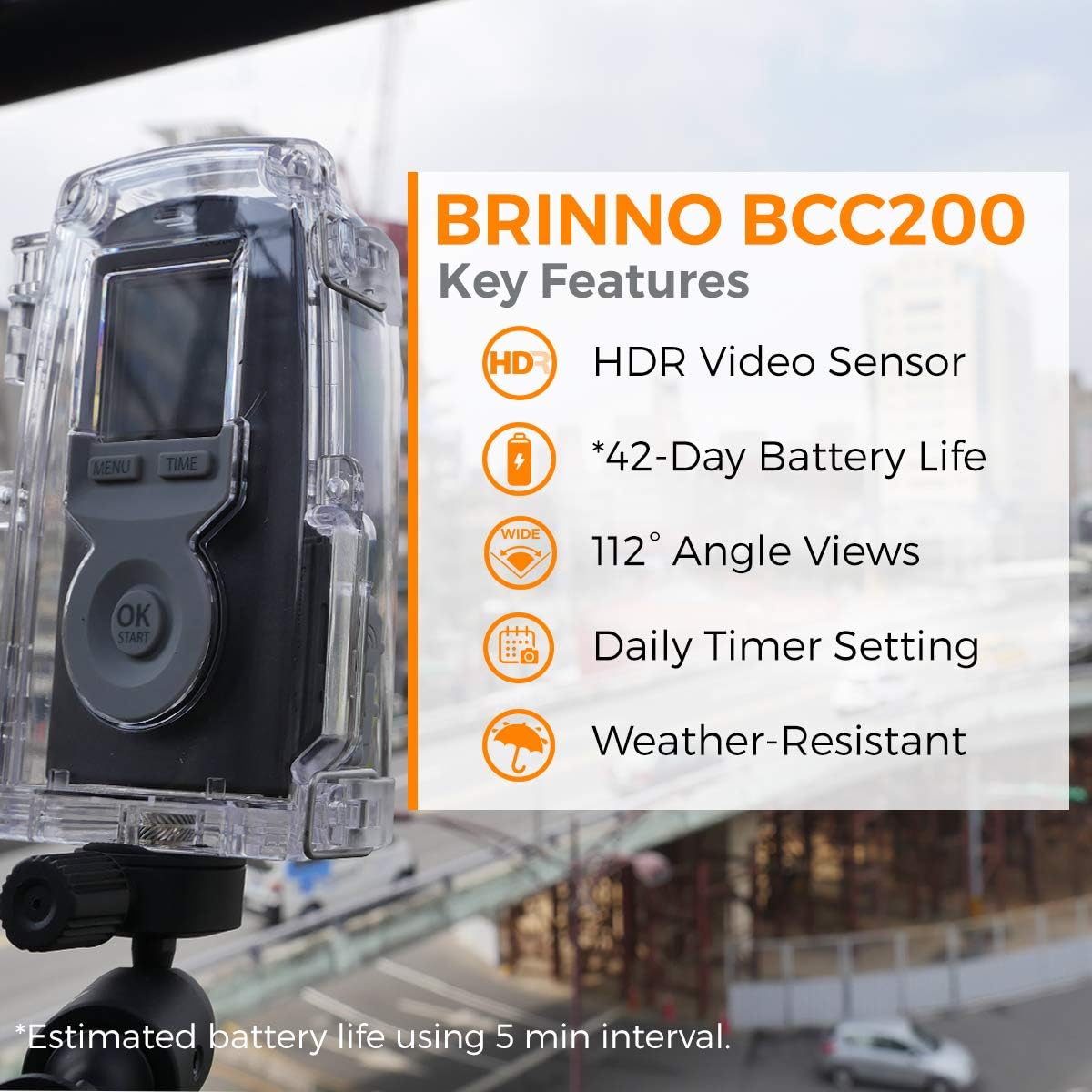 Brinno BCC200 Construction & Outdoor Security Time Lapse Camera Trio Bundle Pack Includes: TLC200 Pro Camera, Clamp, & Water-Resistant Case