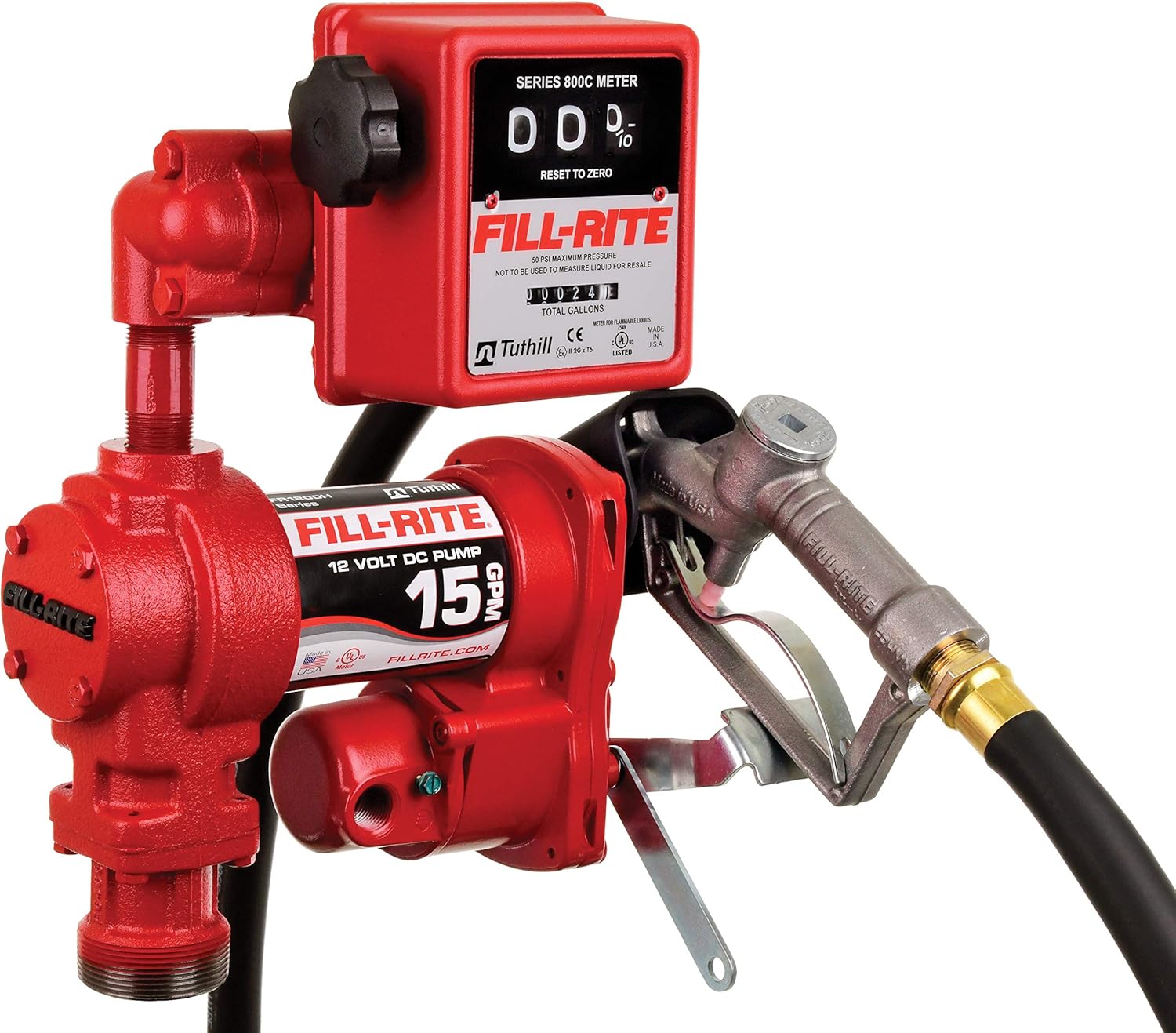 Fill-Rite FR1211H 12V 15 GPM Fuel Transfer Pump w/Standard Mechanical Meter Package (Gallons)