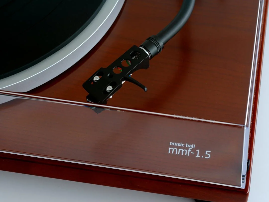 Music Hall Audio MMF1.5 Turntable Belt Drive Manual Turntable (Cherry Wood)  [TURNTABLES] Built-In Preamp, Red, Wood