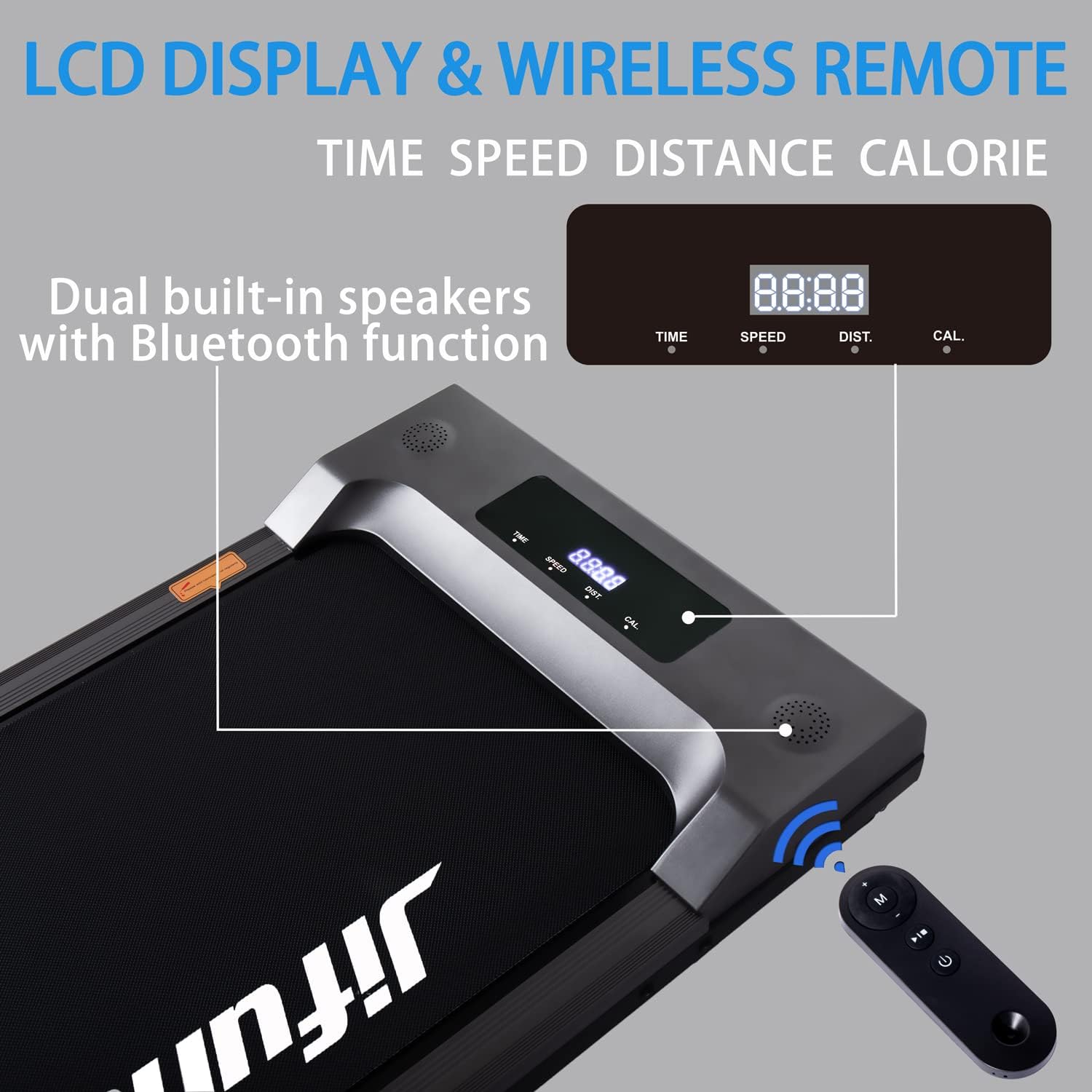 Jifunull 2-in-1 Under Desk Treadmill, Electric Foldable Treadmill Adjustable Speed, Compact Folding Walking Treadmill with LED Display
