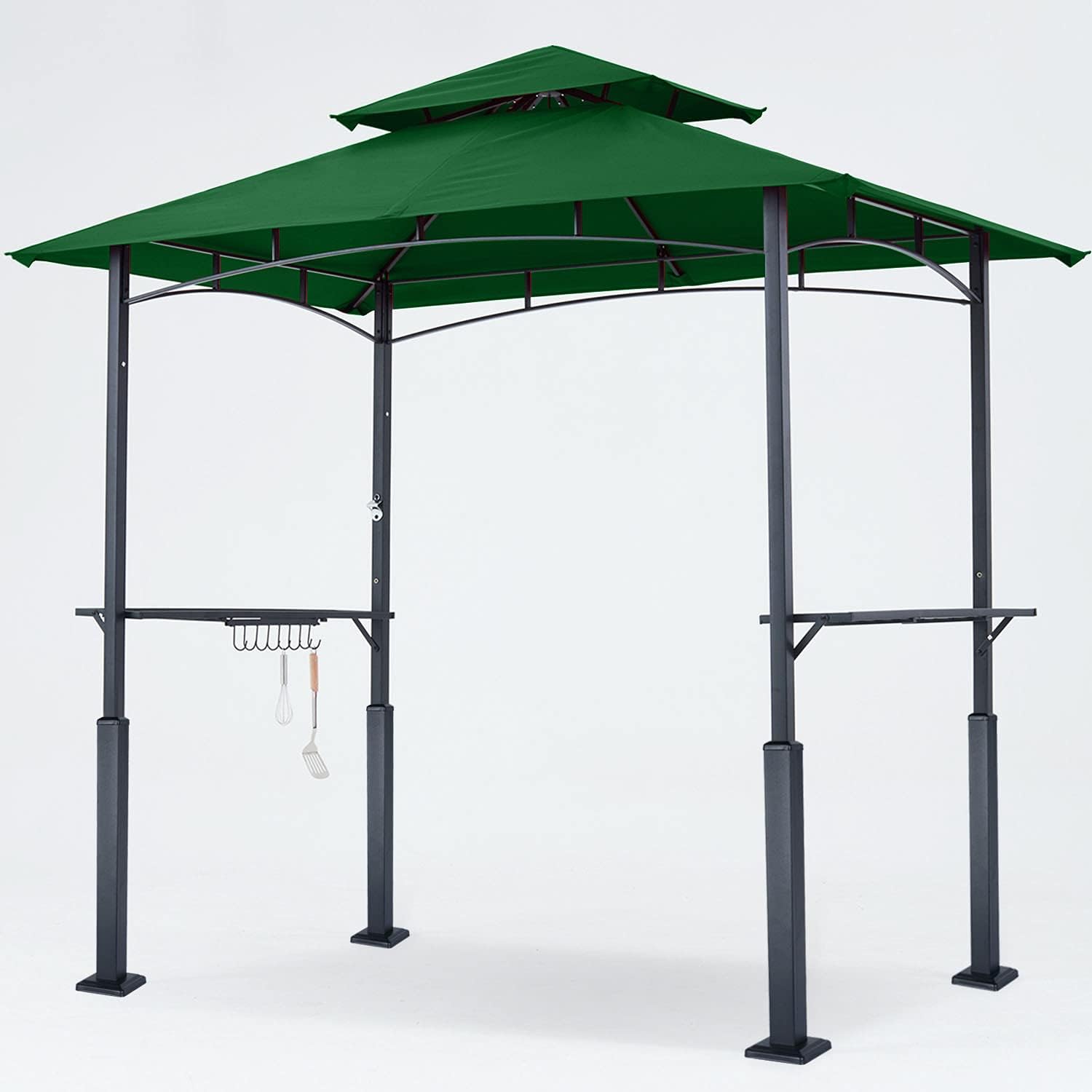 ABCCANOPY 8'x 5' Grill Gazebo Shelter, Outdoor Backyard BBQ Gazebo Canopy with LED Light (Khaki)